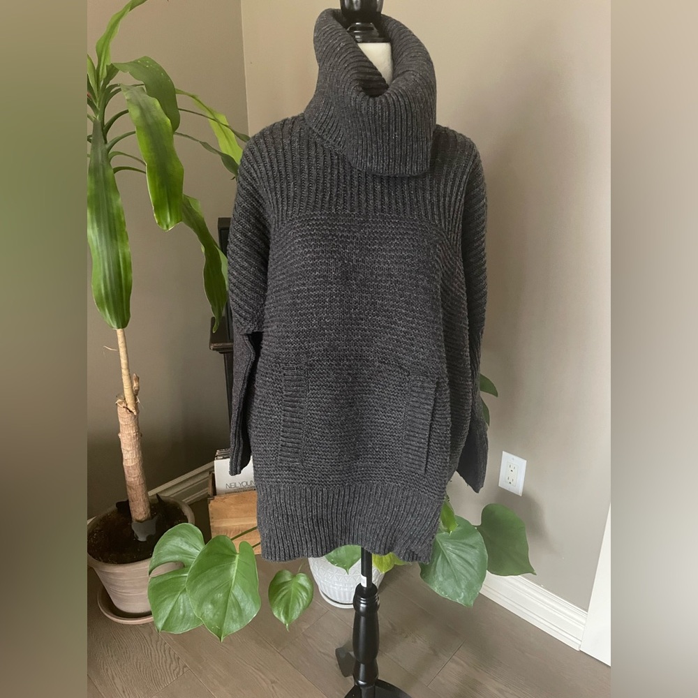 Part Two Gray Knit Oversized Sweater